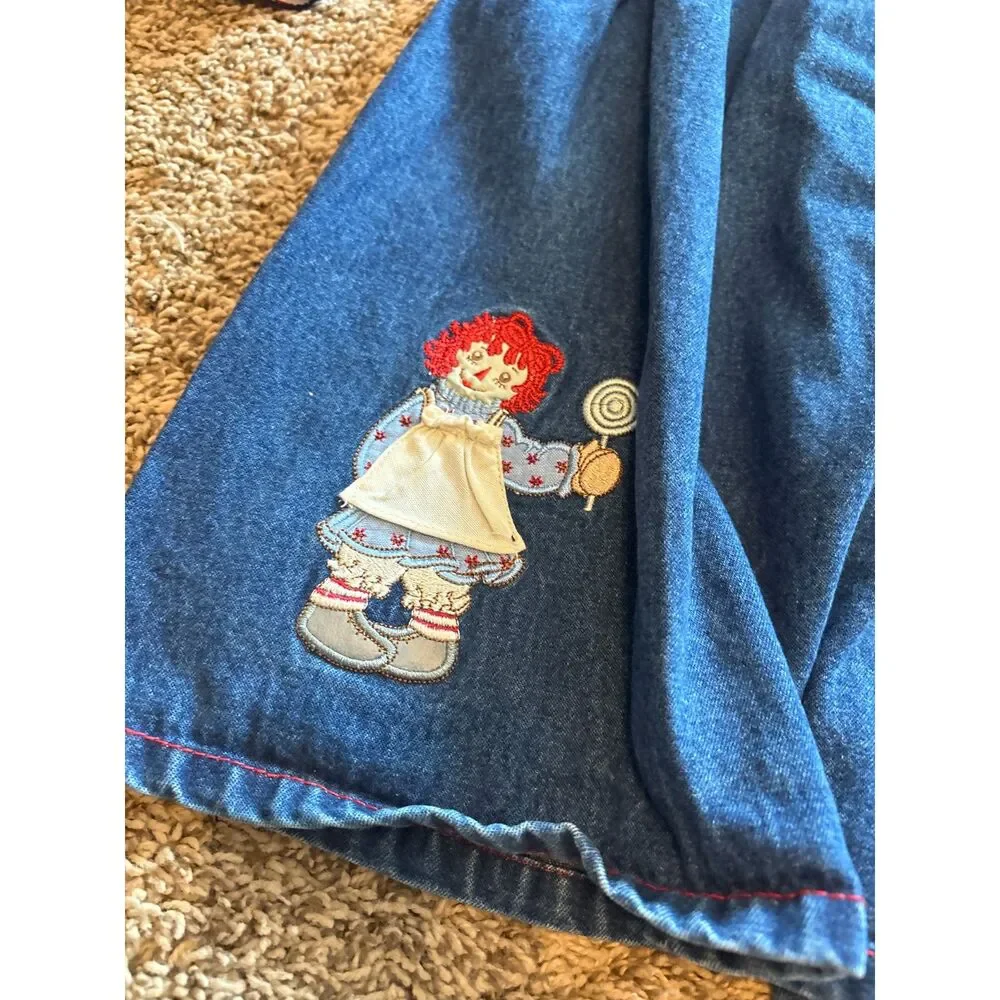 Vtg Raggedy Ann embroidered jumper set